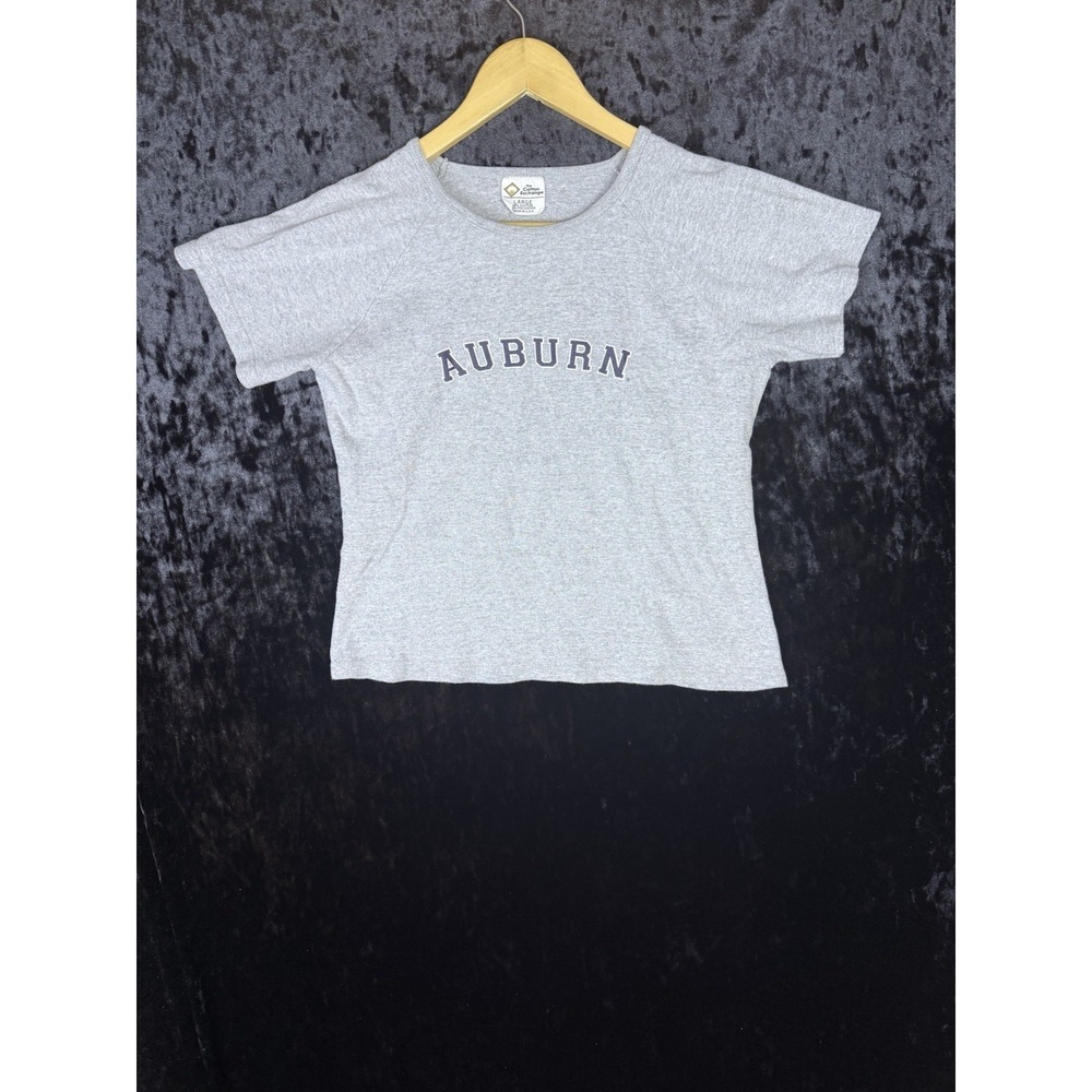 Vintage Auburn Tigers T-Shirt Womens L Gray Logo Spellout‎ Short Sleeve